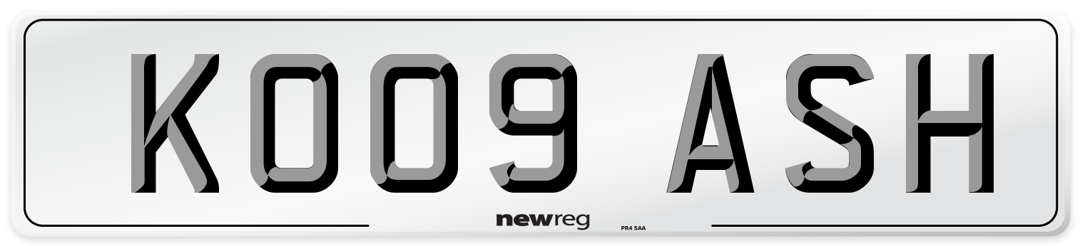 KO09 ASH Number Plate from New Reg